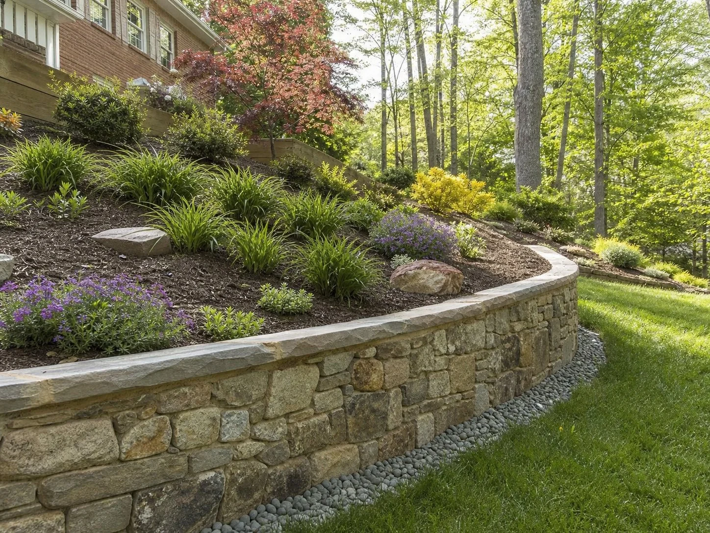 Natural stone retaining wall in Wheaton