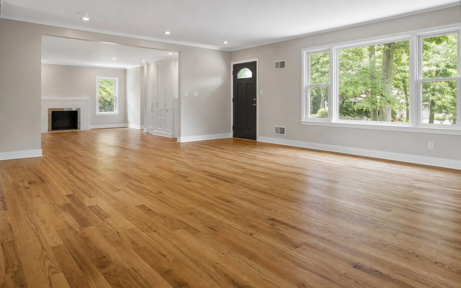Finished interior flooring installation