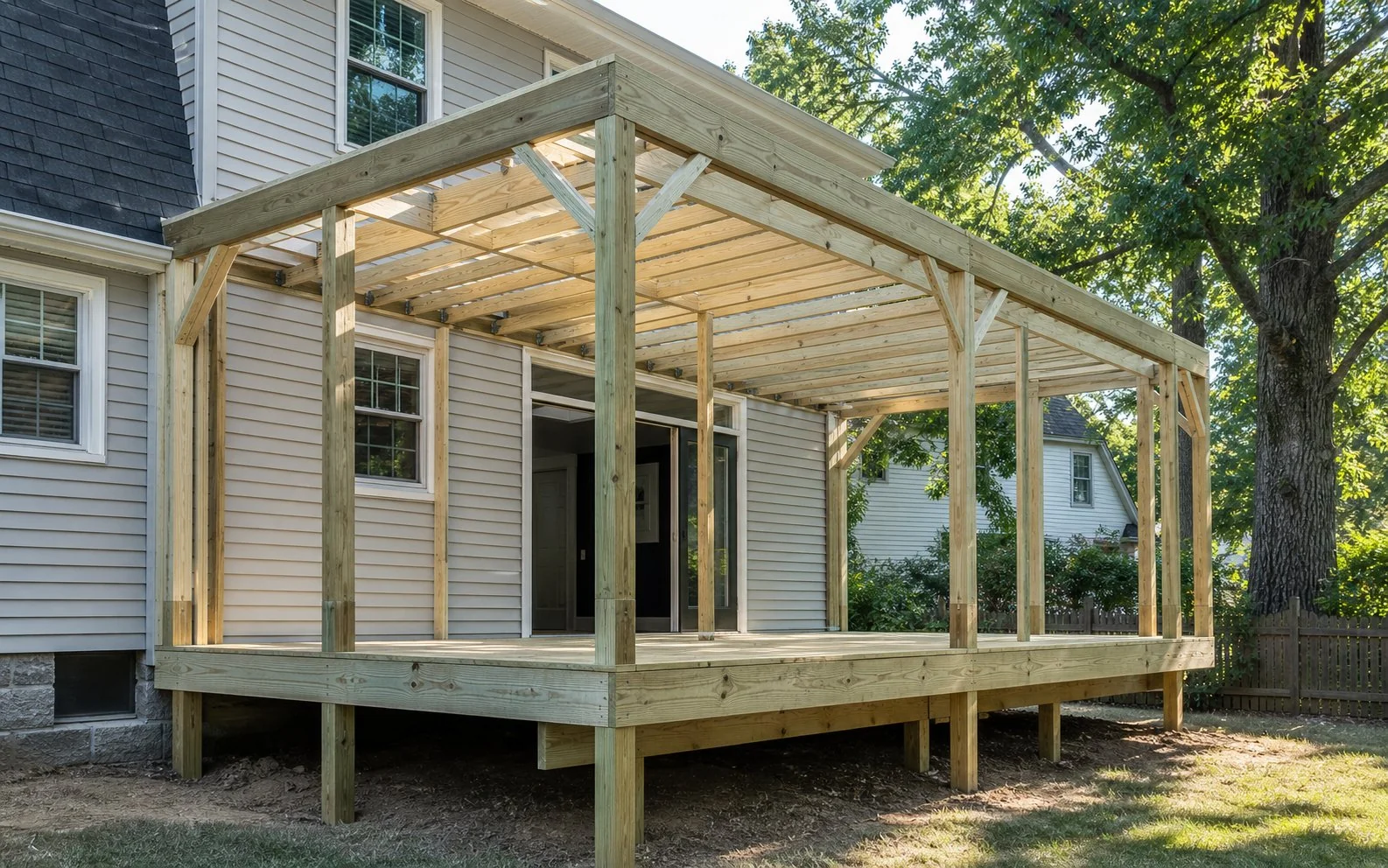 Clean residential wood framing structure